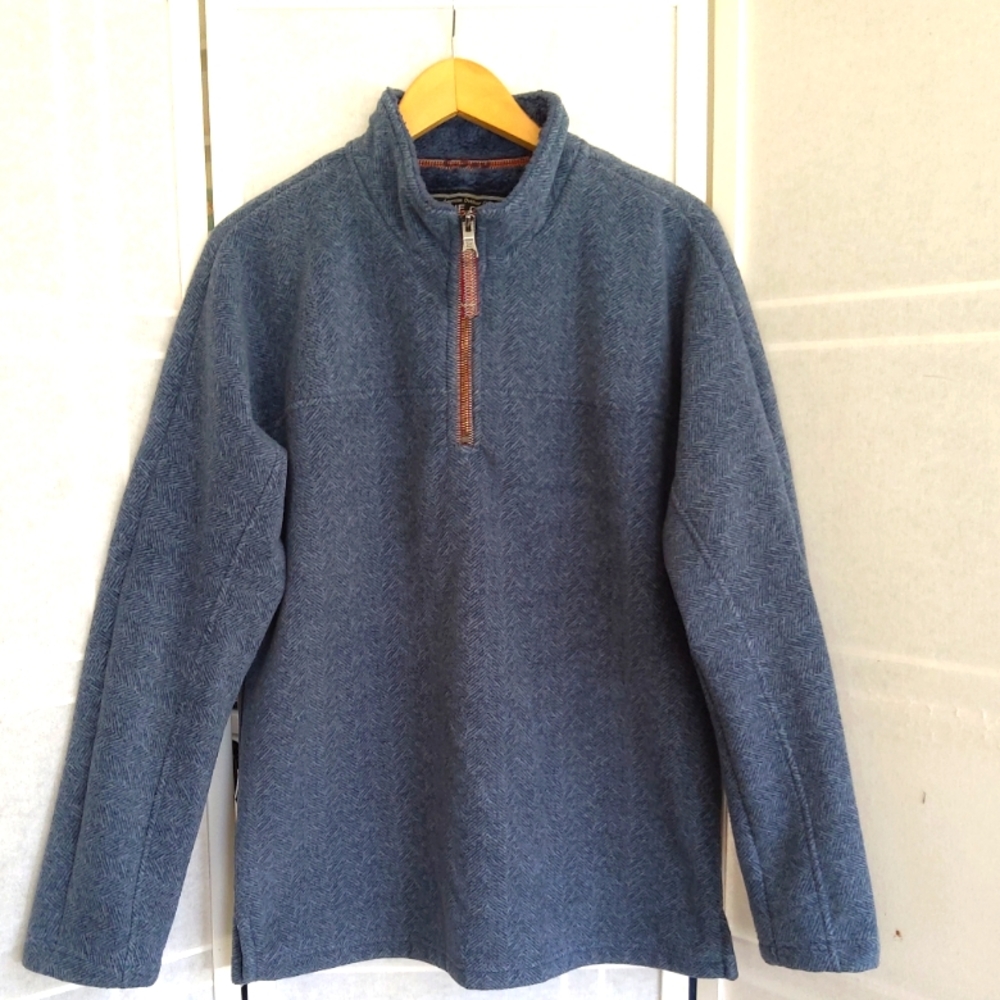 True Grit 1/4 zip blue pullover faux fur inside